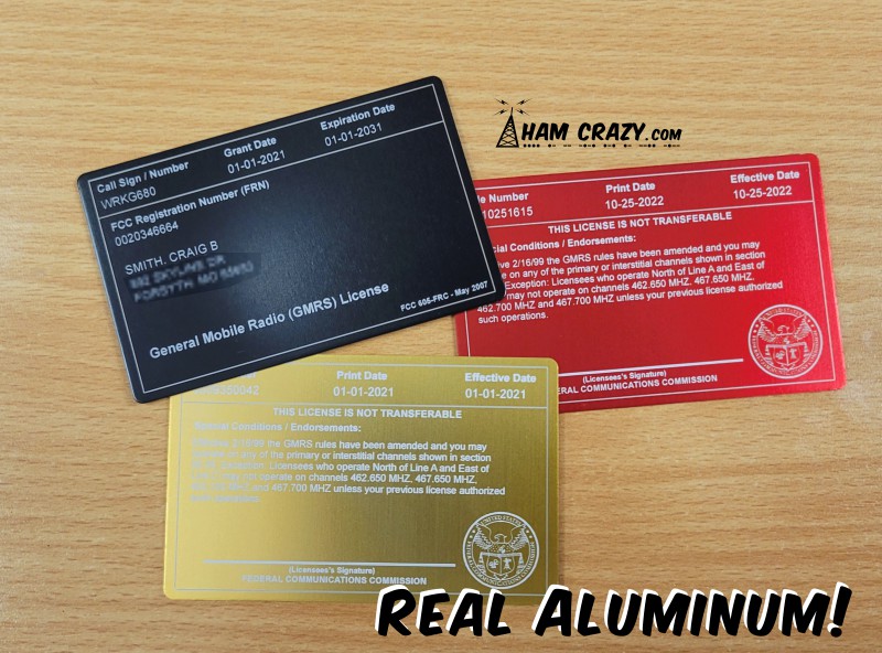 Aluminum FCC Amateur Radio License Reference Copy Card Aluminum FCC Amateur Radio License Reference Copy Card