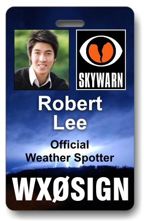 Callsign Skywarn Photo ID Badge with Lightning Callsign Skywarn Photo ID Badge with Lightning